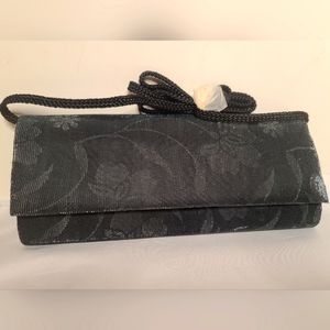 Black Floral Sparkly Clutch Shoulder Bag NWT